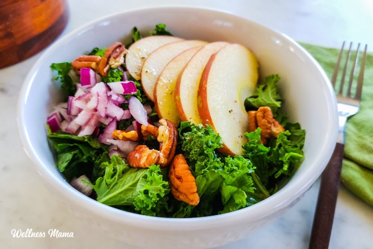 Shaved Apple Kale Salad with Pecans